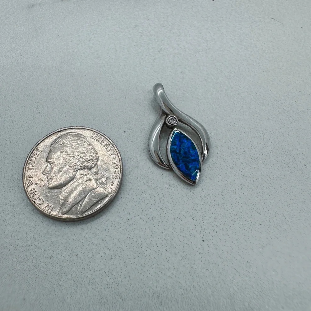 Vintage opal and white sapphire pendant